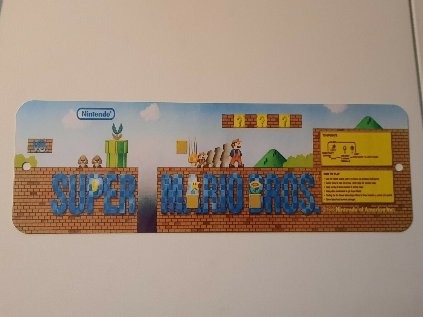Super Mario Bros 4x12 Inch Metal Wall Sign Classic Video Game Arcade Retro 1980s