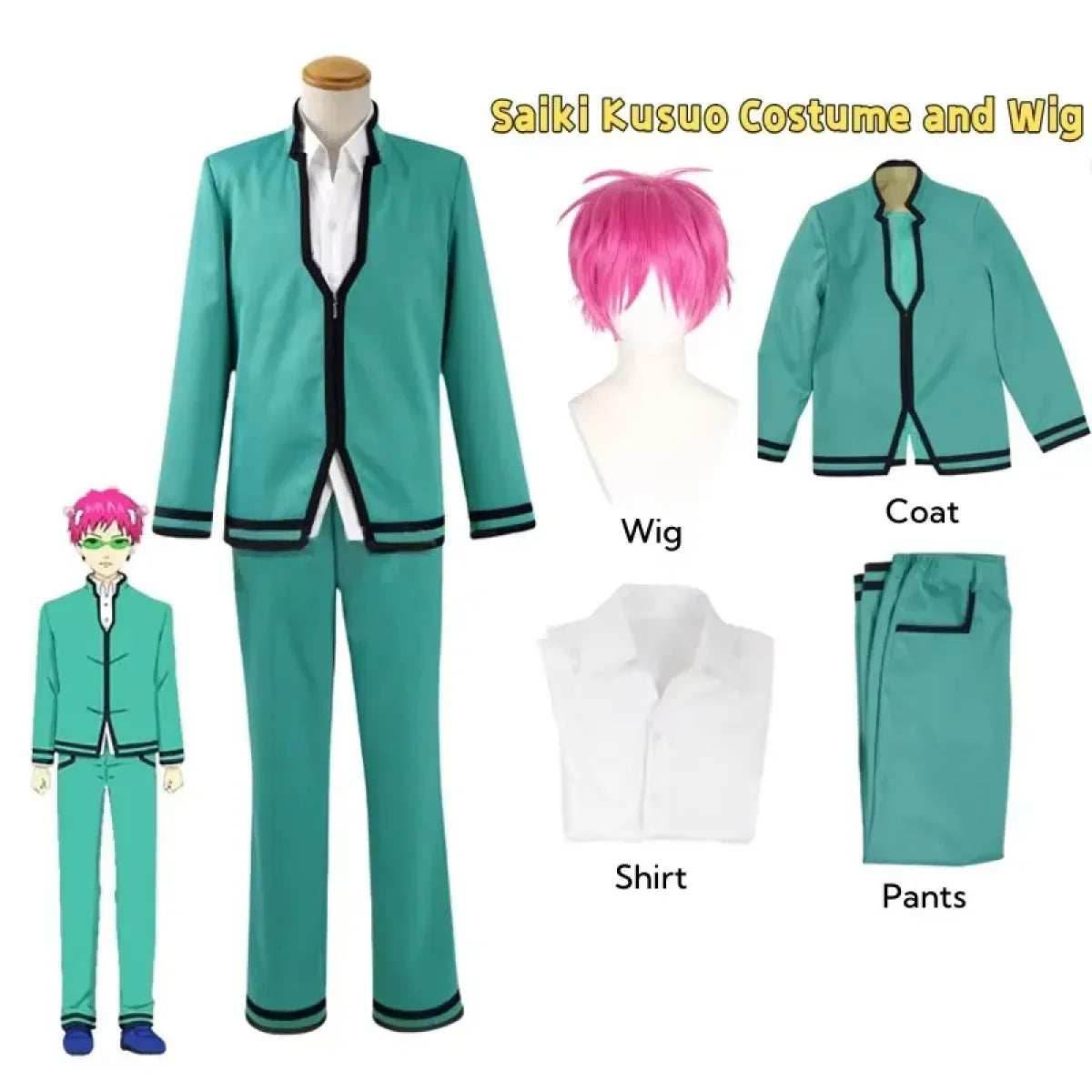 Saiki K High School Uniform – Anime Cosplay Set - Costume and wig / XXL