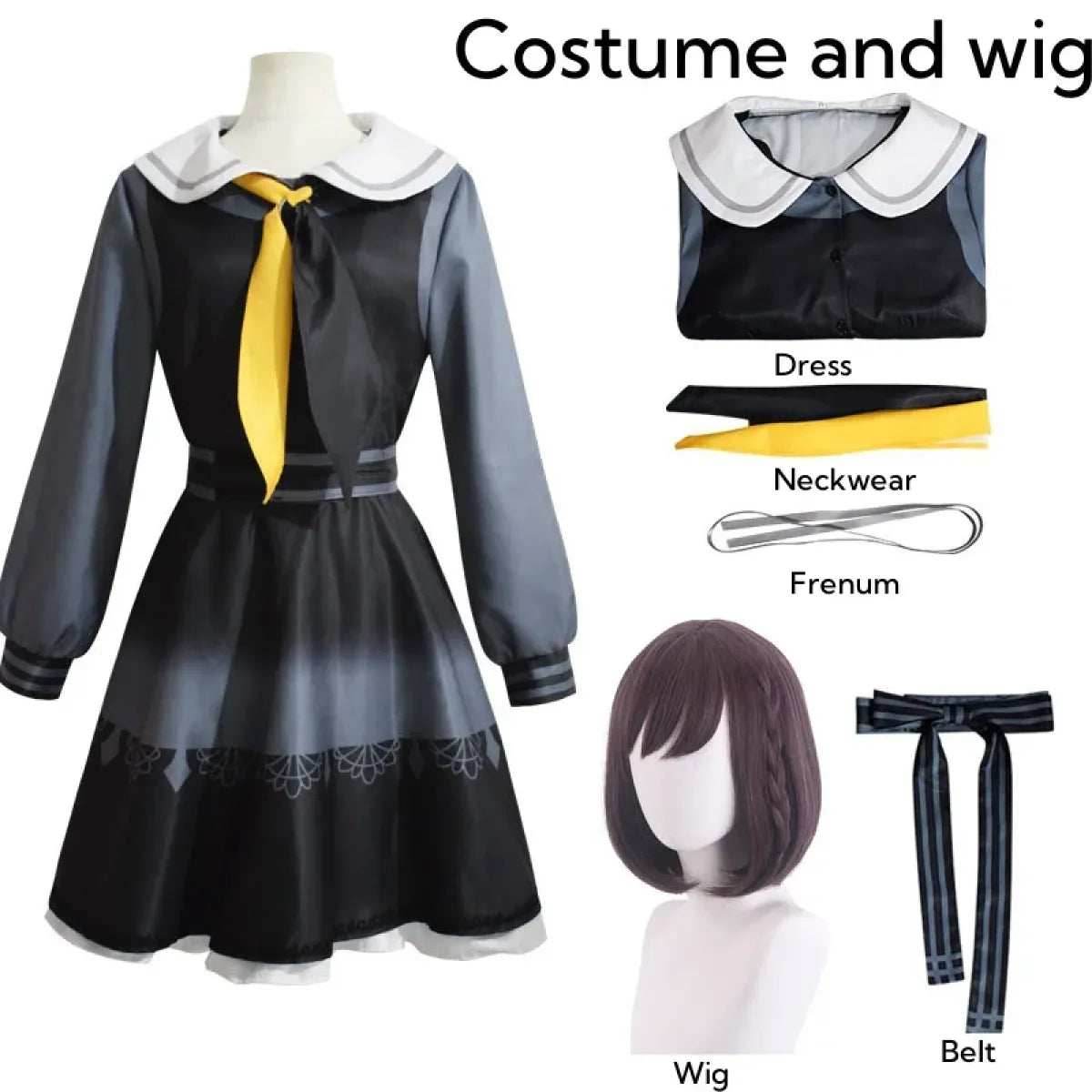 Shinonome Ena Cosplay Costume – Project Sekai School Uniform with Wig - S / Costume and wig