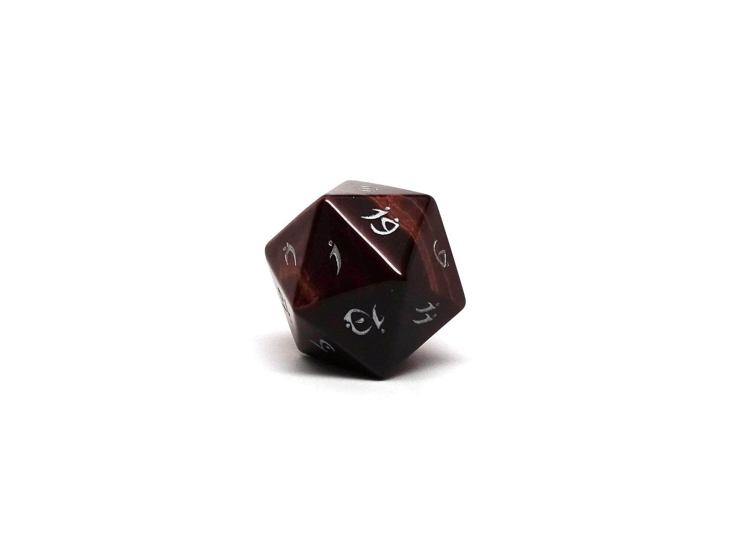 Red Tigers Eye D20 Dice - Elvenkind Font -