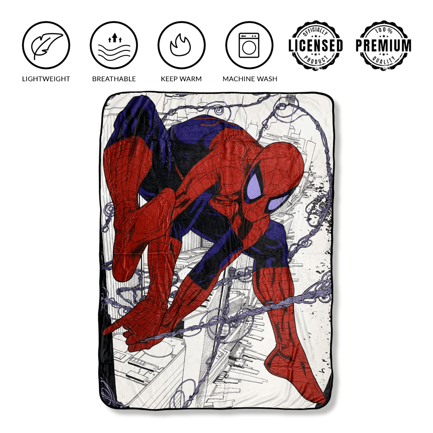 Spider-Man Webslinger Marvel Flannel Fleece Throw Super Soft Lightweight Fleece Blanket 45x60in -