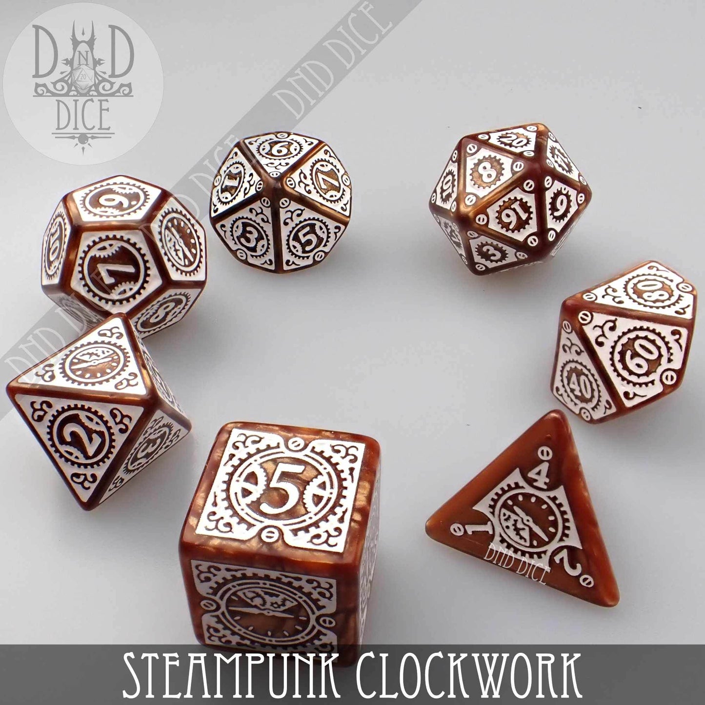 Steampunk Clockwork Caramel Dice Set -