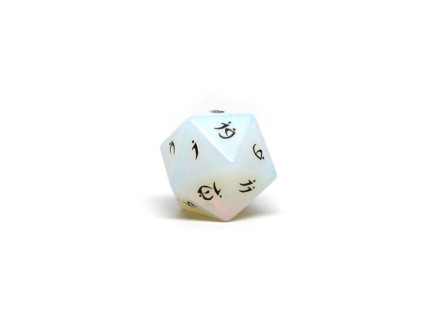Stone D20 Dice - Opal - Elvenkind Font -