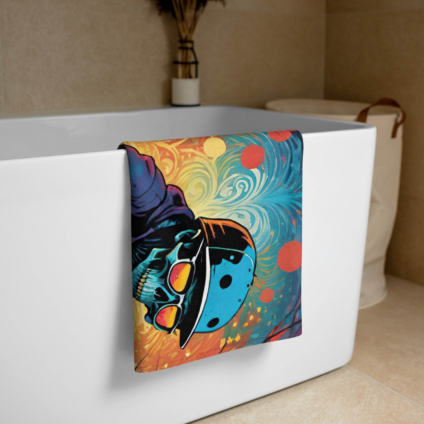 Colorful Skeleton Skater Towel -