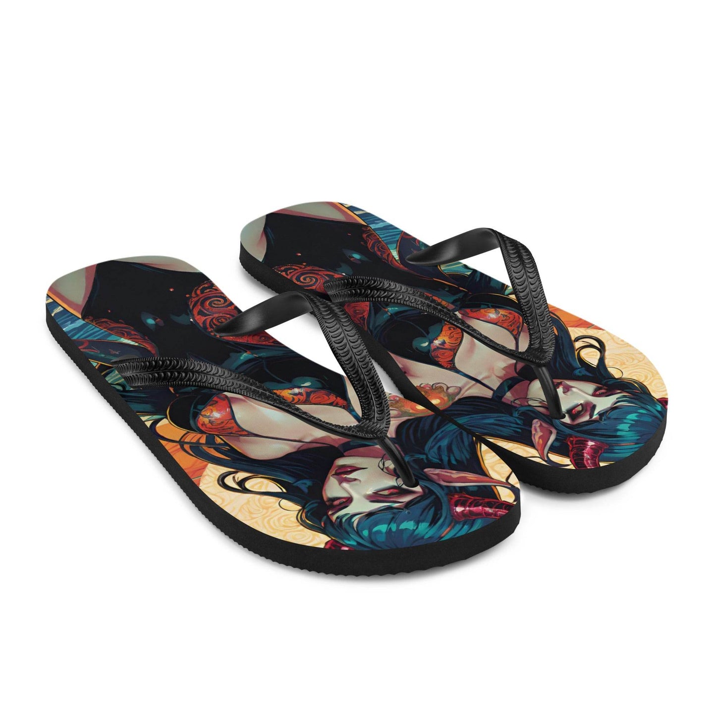 Colorful Summer Succubus in a Swimsuit 1 Gothic Flip Flops - S
