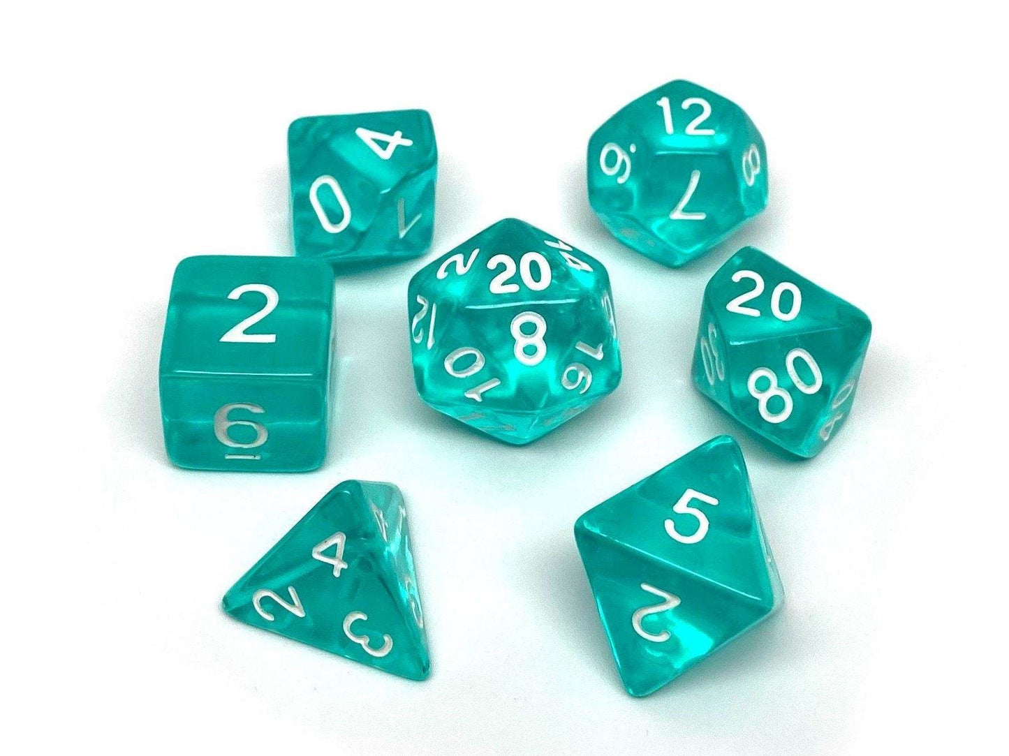 Teal Translucent Dice - 7 Piece Set -