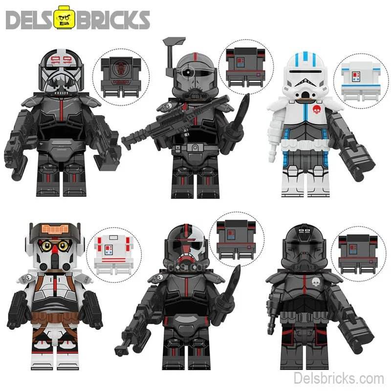 The bad Batch Set of 6 Lego Star Wars Minifigures custom toys -
