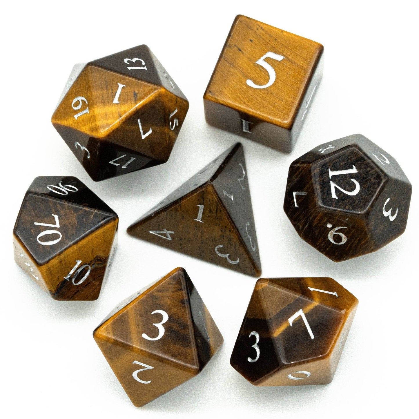 Tiger's Eye Gemstone Dice Set -