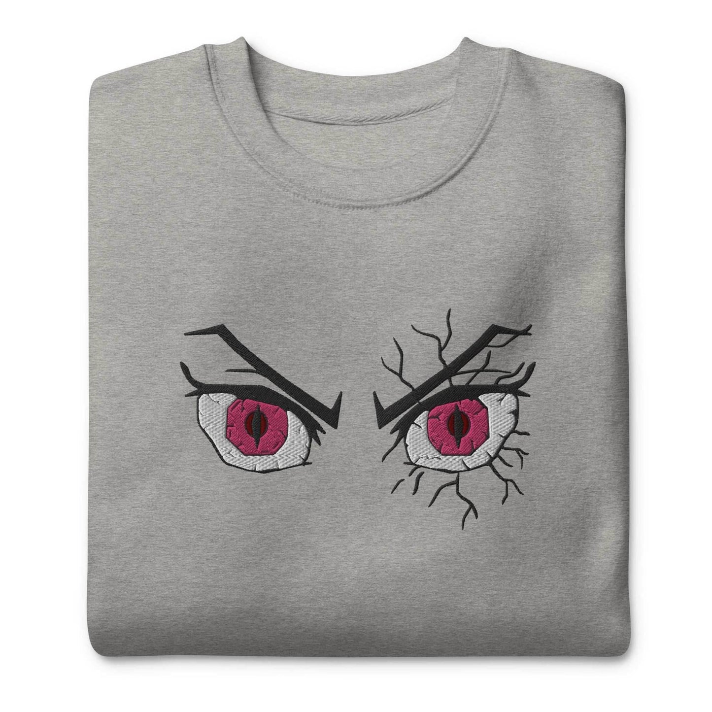 Nezuko Eyes Embroidered Premium Unisex Anime Crewneck Sweatshirt - Pink / S