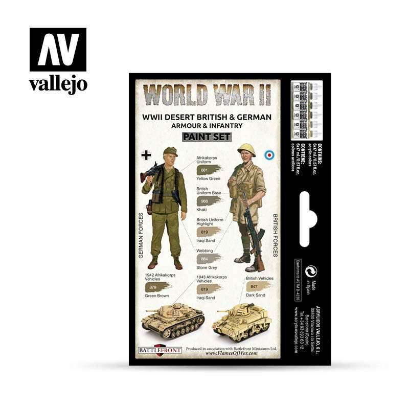 Model Color: WWII Paint Set - Desert British & German Armour & Infantry -