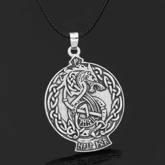 Viking Fenrir by Celtic Hammer Club Necklace - Leather Cord