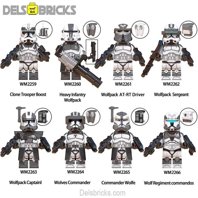 Wolfpack Clone troopers Set of 8 Star Wars Minifigures -