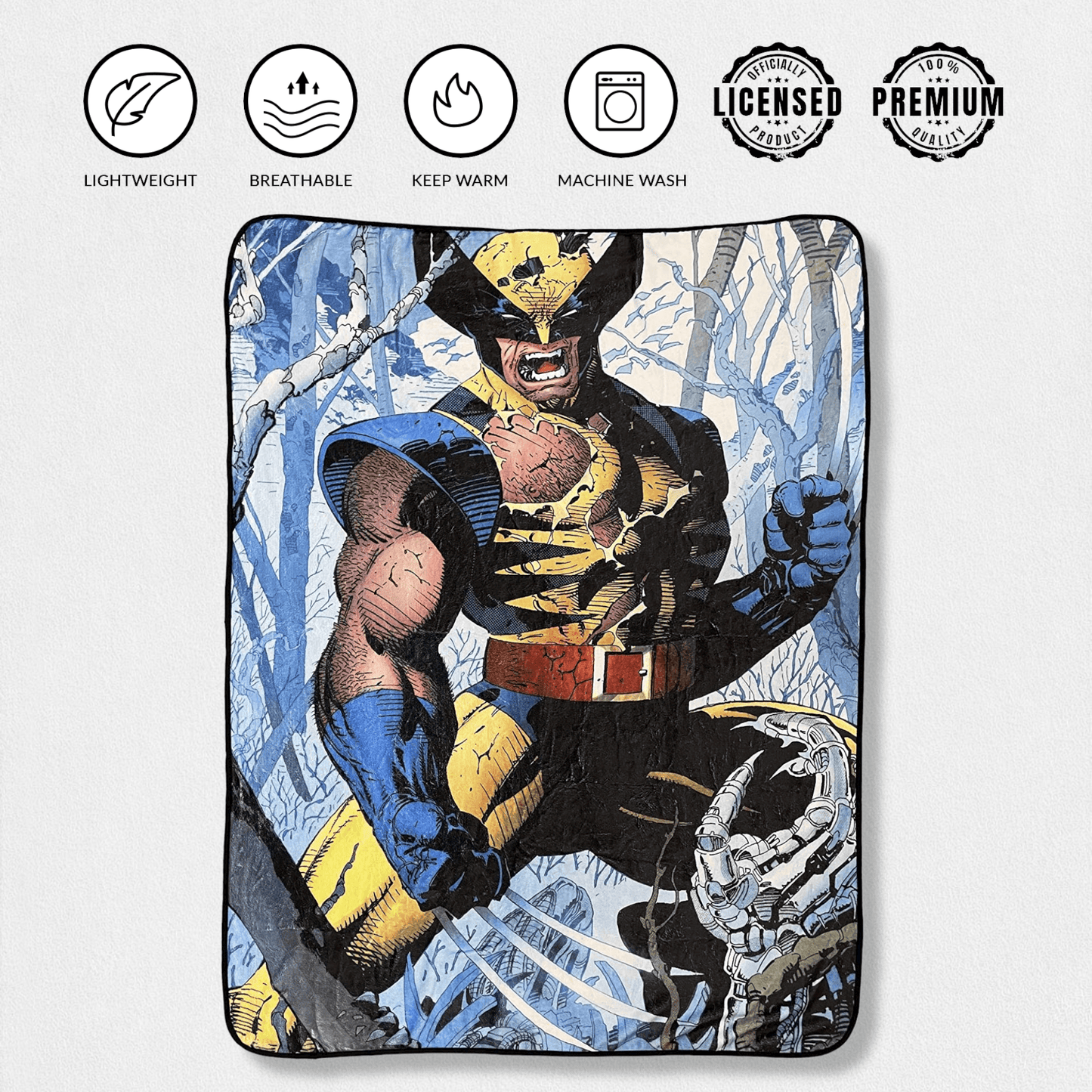 Marvel Wolverine Cover Jim Lee Fleece Throw Blanket -