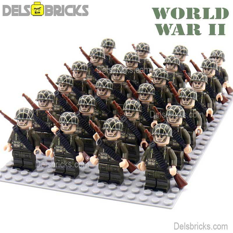World War 2 American Soldiers set of 24 Lego Minifigures Custom Toys 4 D271 -