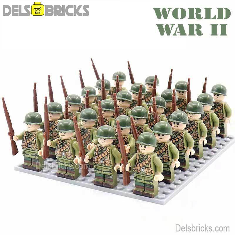 World War 2 American Soldiers set of 24 Lego Minifigures Custom Toys 1 -