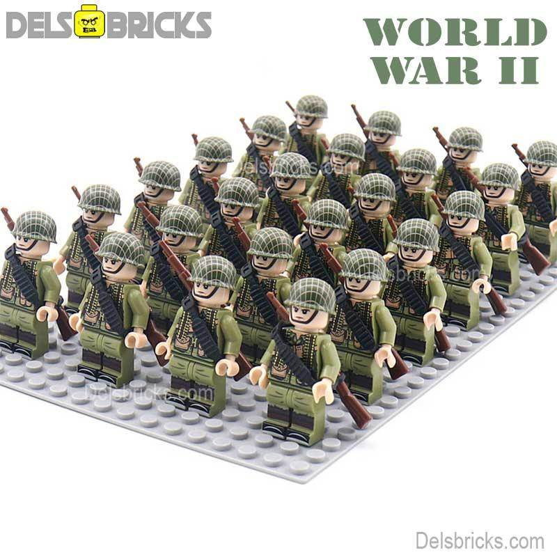 World War 2 American Soldiers set of 24 Lego Minifigures Custom Toys d-259 -