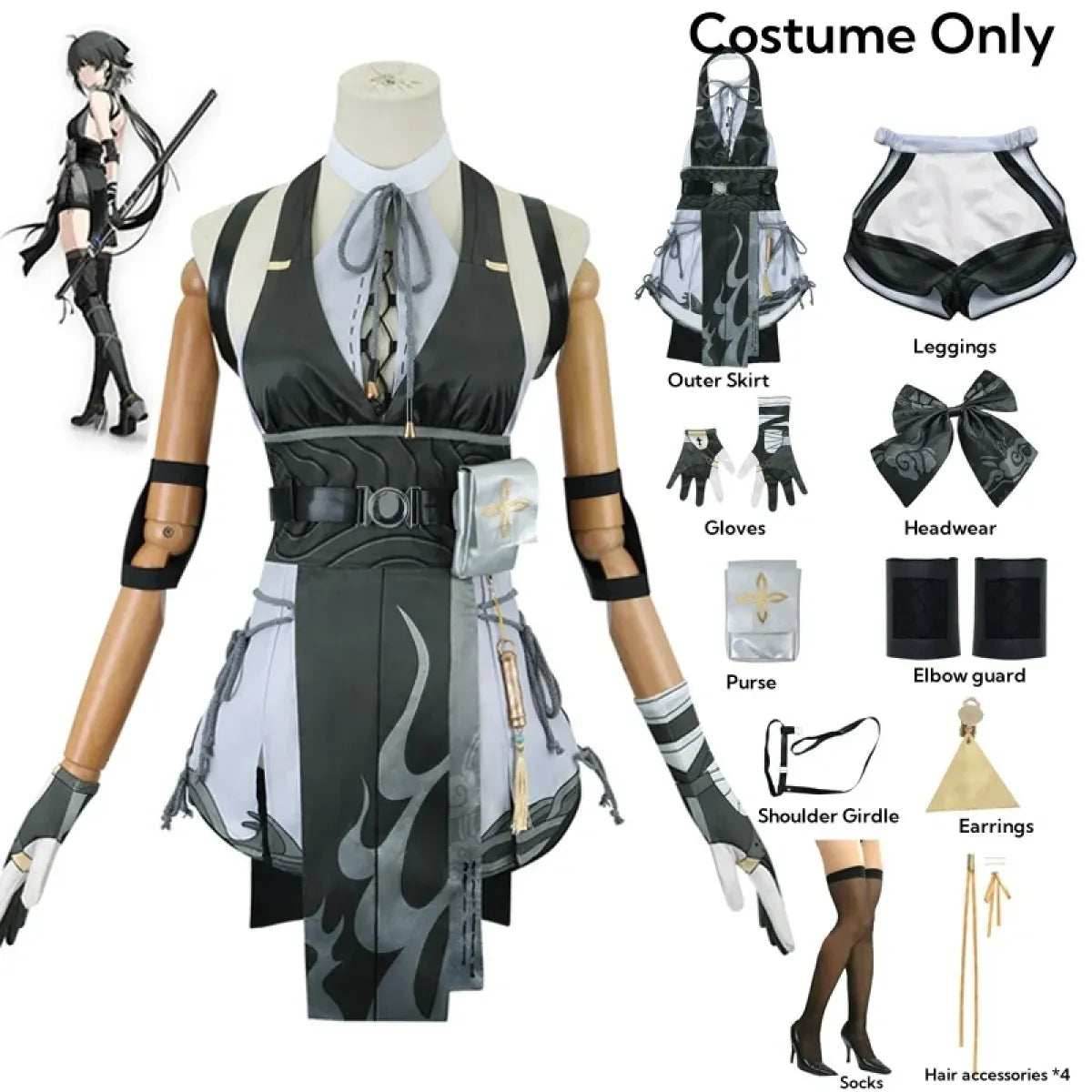 Wuthering Waves Rover Cosplay Costume – Full Set with Wig & Accessories - S / Costume Only
