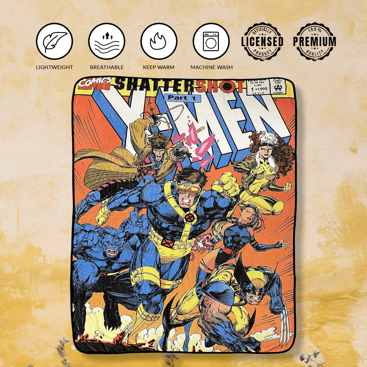 Marvel X-Men 90's Shattershot Fleece Throw Blanket -