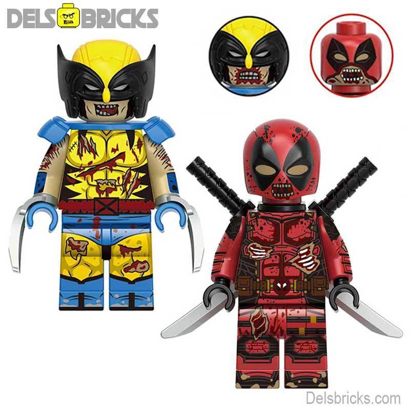 Zombie Deadpool & Wolverine SET OF 2 Marvel MCU Lego Minifigures Custom Toys -