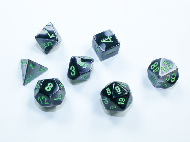Gemini® Mini-Polyhedral Black-Grey/green 7-Die Set (Mini Poly Release 2)