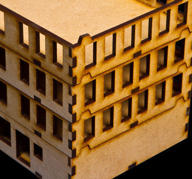 15mm "Stackable" Building, Upper (Middle) Floors (MDF) - 15MMDF103-2