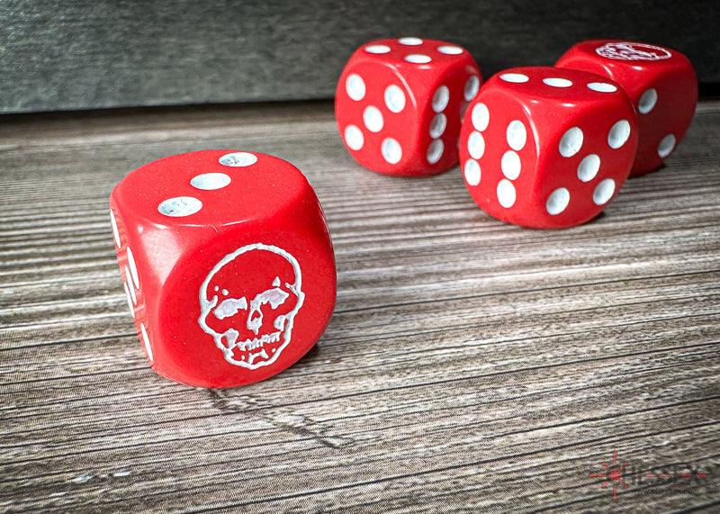 Red Pirate D6 Dice Numbered with Skull and Cross Bones (sold per die)