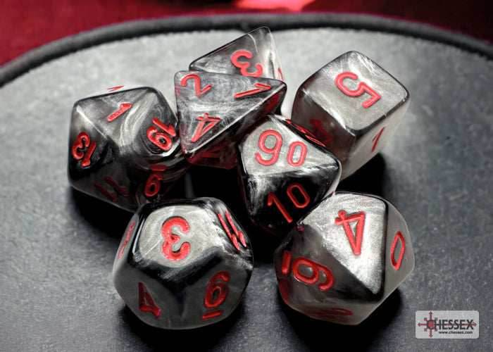 Velvet Black/red Mini-Polyhedral 7-Die Set (Mini Poly Release 3) - 