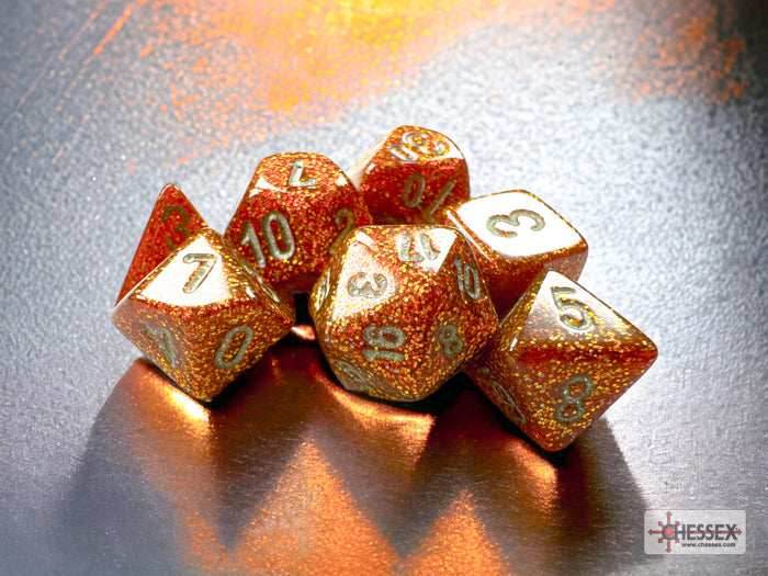 Glitter Gold/silver Mini-Polyhedral 7-Die Set (Mini Poly Release 3) - 