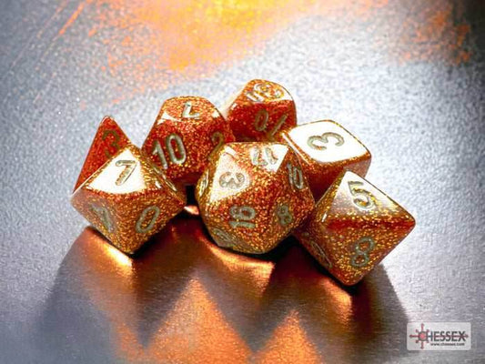 Glitter Gold/silver Mini-Polyhedral 7-Die Set (Mini Poly Release 3) - 