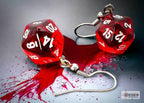Hook Earrings Translucent Red Mini-Poly d20 Pair - 