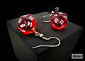 Hook Earrings Translucent Red Mini-Poly d20 Pair - 