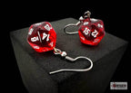 Hook Earrings Translucent Red Mini-Poly d20 Pair - 