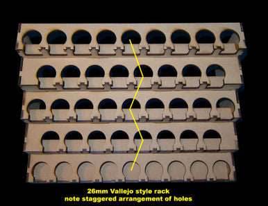 Paint Rack - 26mm, For Vallejo and Army Painter Style Dropper Bottles - 