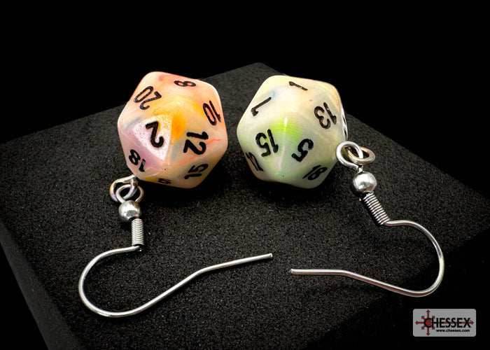 Hook Earrings Festive® Circus™ Mini-Poly d20 Pair - 