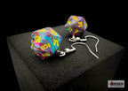 Hook Earrings Festive® Mosaic Mini-Poly d20 Pair - 