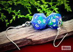 Hook Earrings Festive® Waterlily™ Mini-Poly d20 Pair - 