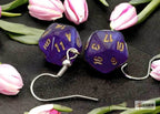 Hook Earrings Borealis® Royal Purple Mini-Poly d20 Pair - 