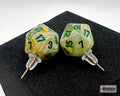 Stud Earrings Marble Green Mini-Poly d20 Pair - 