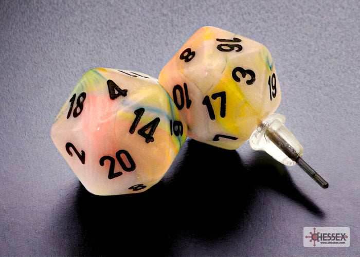 Stud Earrings Festive® Circus™ Mini-Poly d20 Pair - 