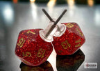Stud Earrings Glitter Ruby Mini-Poly d20 Pair - 
