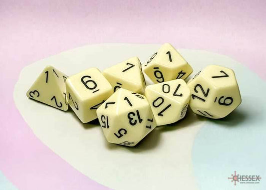 Opaque Pastel Yellow/back | 7-Dice, 16mm, 12mm, d10s by Chessex - 7-Dice Set