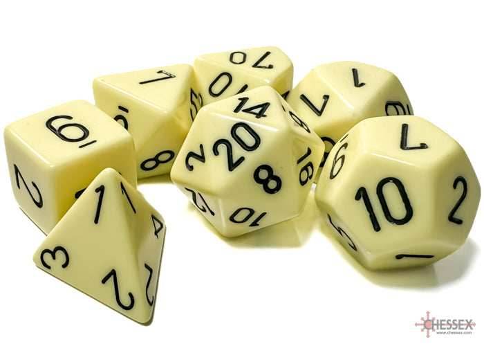 Opaque Pastel Yellow/back | 7-Dice, 16mm, 12mm, d10s by Chessex - 7-Dice Set