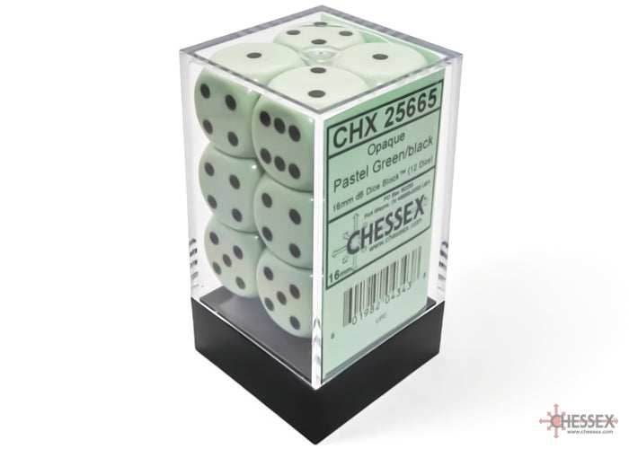 Opaque Pastel Green/back | 7-Dice, 16mm, 12mm, d10s by Chessex - 16mm Block