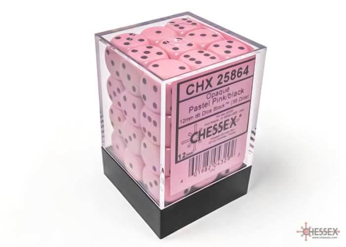 Opaque Pastel Pink/back | 7-Dice, 16mm, 12mm, d10s by Chessex - 12mm Block