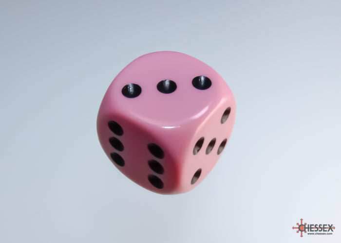 Chessex Opaque 16mm Pipped d6 Standard Dice Collection - Classic Colors - Available Individually - Pastel Pink