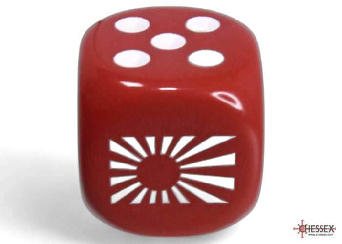 WW2 dice Japan Opaque Red/white 16mm d6 Dice Block (12 dice) - 