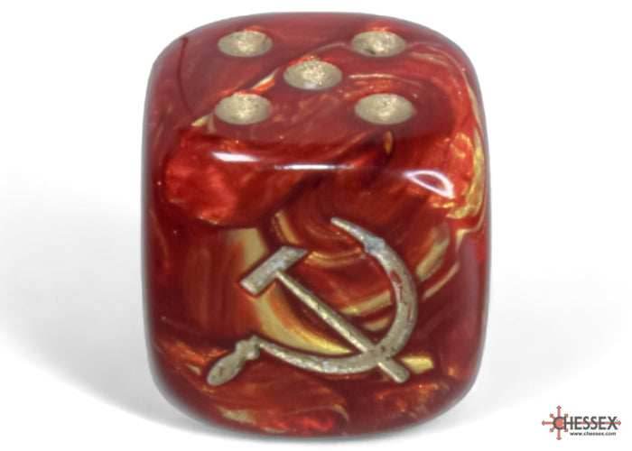WW2 dice Soviet Scarab Scarlet/gold 16mm d6 Dice Block (12 dice) - 