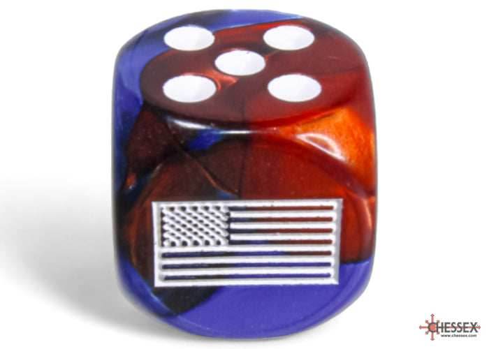 WW2 dice United States Gemini Blue-Red/white 16mm d6 Dice Block (12 dice) - 