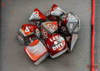 Gemini Red-Steel/white Polyhedral 7-Dice Set (with bonus die) - 