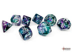 Nebula Fluorite/white Polyhedral 7-Dice Set (with bonus die) - 